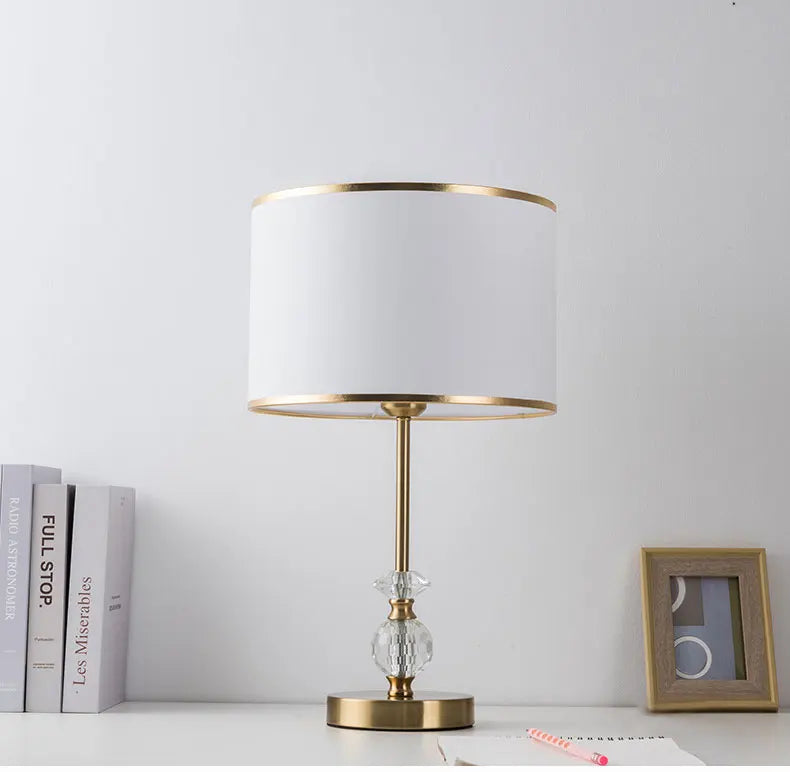 Metal Bedroom Bedside Lamp Modern Simple Cloth Cover Decorative Desk Lamp Nordic Hotel Living Room Office Reading Lamp