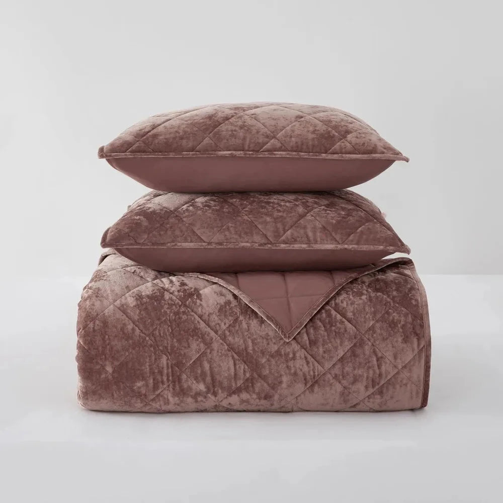 Ultra Soft Luxury Velvet Quilt Set - Queen Size Oversized Comforter for Summer Julia M LifeStyles