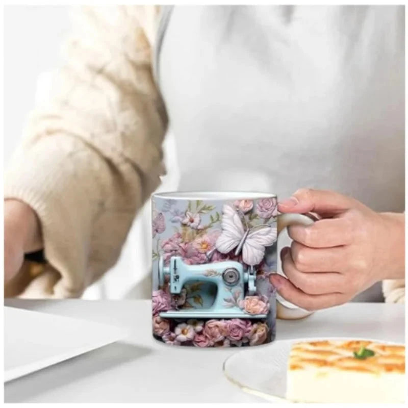 Sewing Machine Design Ceramic Mug - Unique Gift for Sewing Enthusiasts Julia M LifeStyles