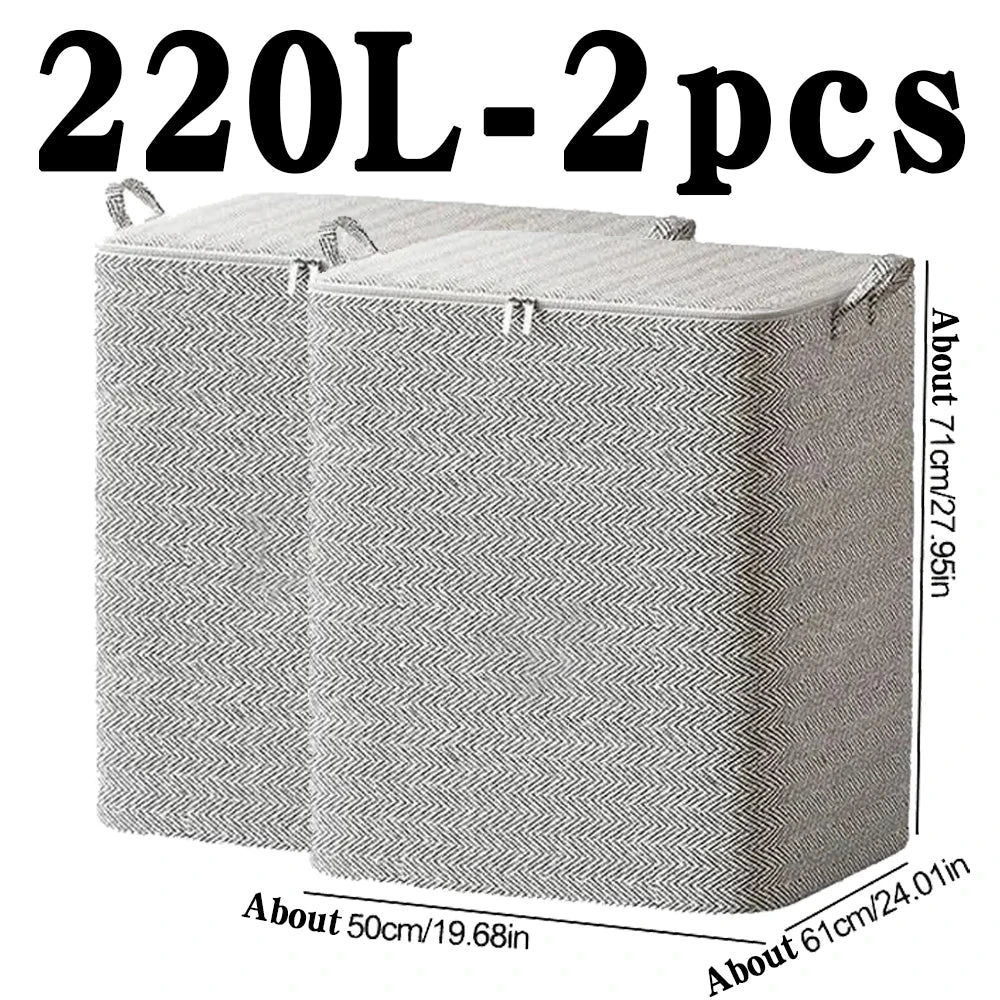 Non-woven Quilt Storage Bag with Lids Zipper Foldable Clothes Quilt Bins Container Large Capacity Dust-proof Bag Organize - Julia M LifeStyles