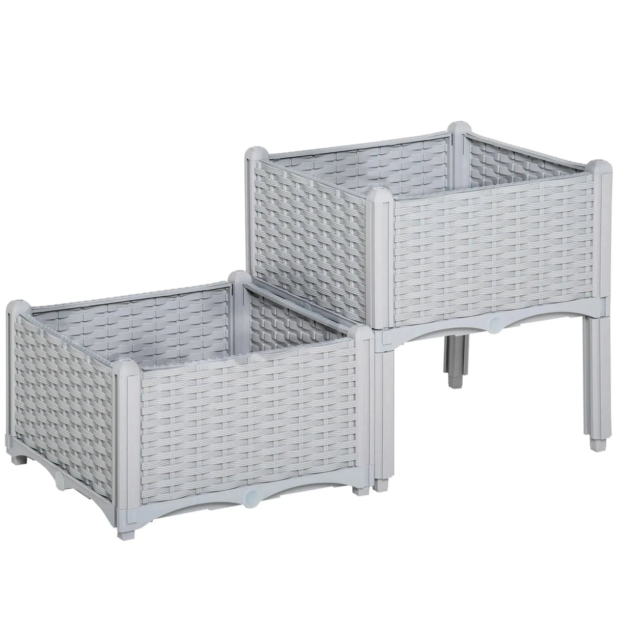 2-Piece Gray Raised Garden Bed with Self-Watering Legs for Growing Herbs & Vegetables Julia M LifeStyles