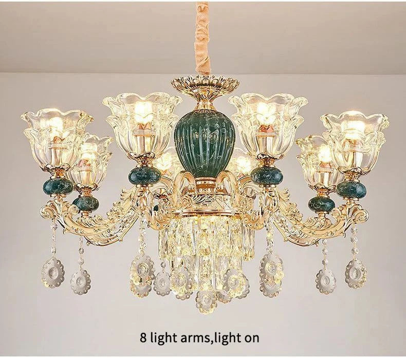 LED Crystal Ceramic Retro Ceiling Chandelier - European Style Luxury Lamp - Julia M LifeStyles