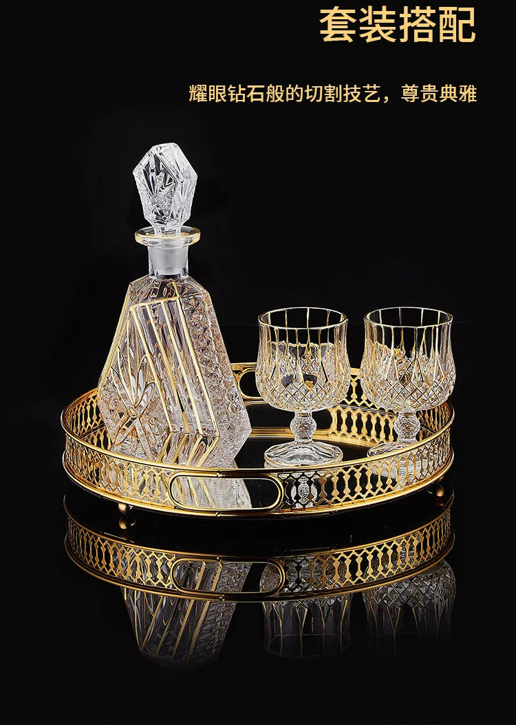 High-end European classical crystal glass liquor bottle foreign wine glass household whiskey glass set spirits glass wine set Julia M LifeStyles