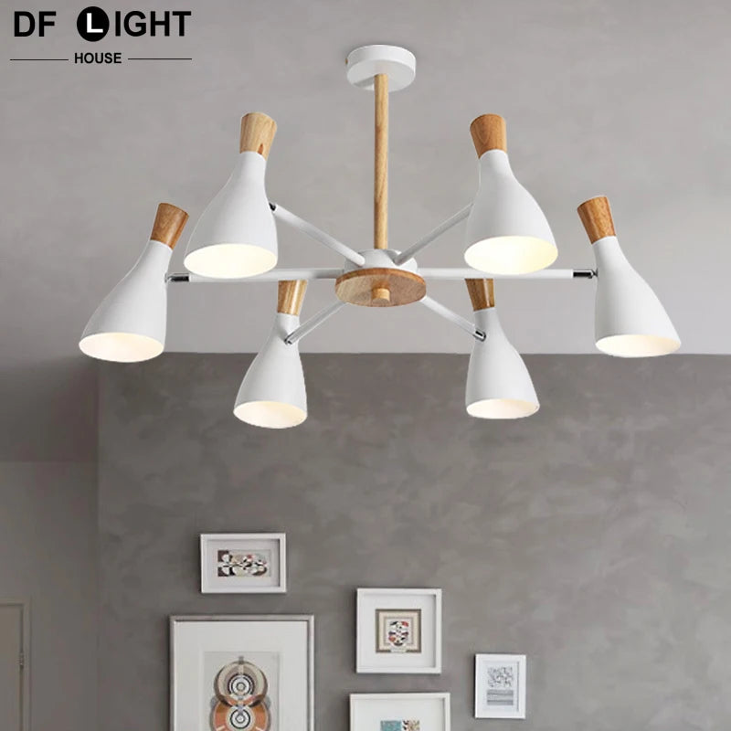 Scandinavian Ceiling Chandelier Living Room LED Chandelier Bedroom Wooden Ceiling Lights Kitchen 220V Interior Decor Lighting - Julia M LifeStyles