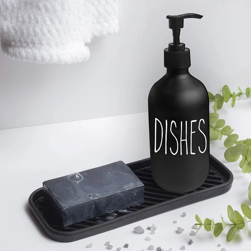 Elegant 500ml Black Dish Soap Dispenser Set with Refillable Pump for Farmhouse Chic Décor Julia M LifeStyles