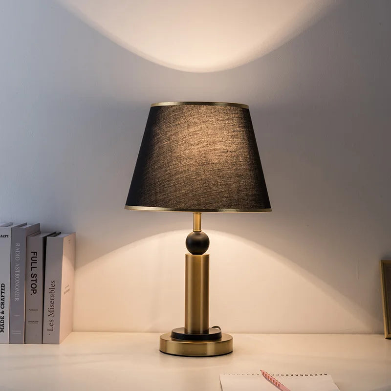 Metal Bedroom Bedside Lamp Modern Simple Cloth Cover Decorative Desk Lamp Nordic Hotel Living Room Office Reading Lamp