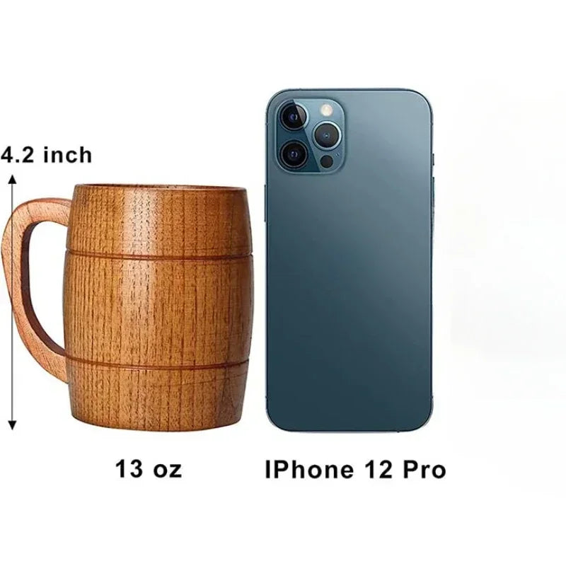 Wooden Beer Cup Retro Big Capacity Tea Water Classic Wood Drinking Mug - Julia M LifeStyles