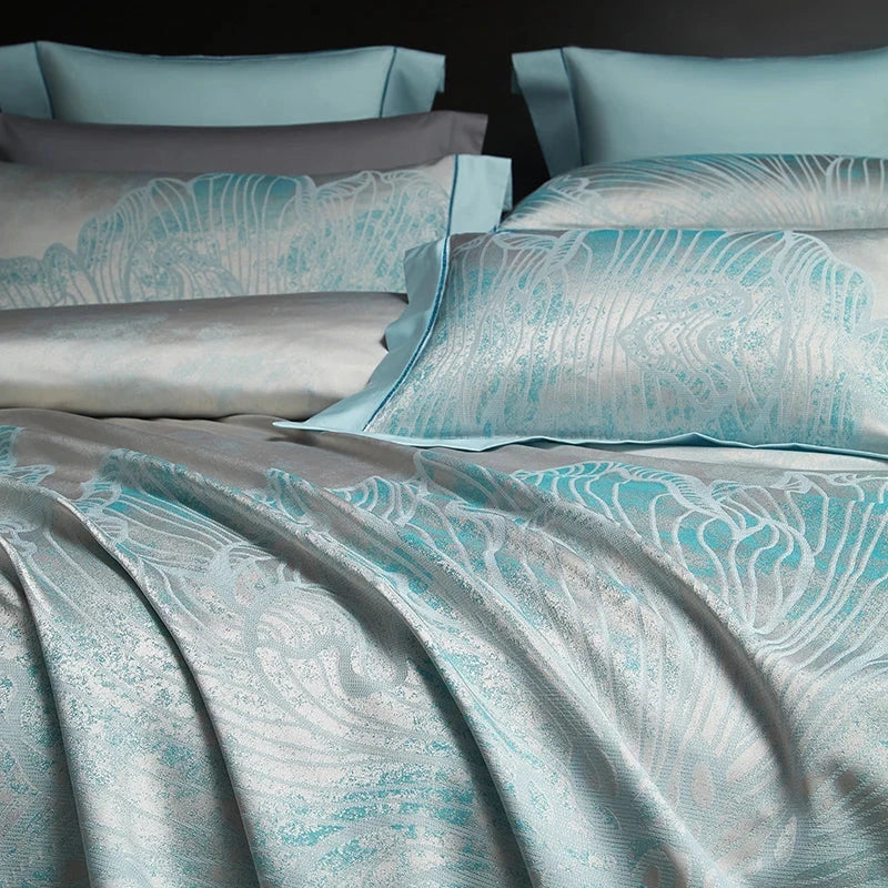 Luxury 4/7Pcs Silky Egyptian Cotton Damask Satin Super King Bedding Set Julia M LifeStyles