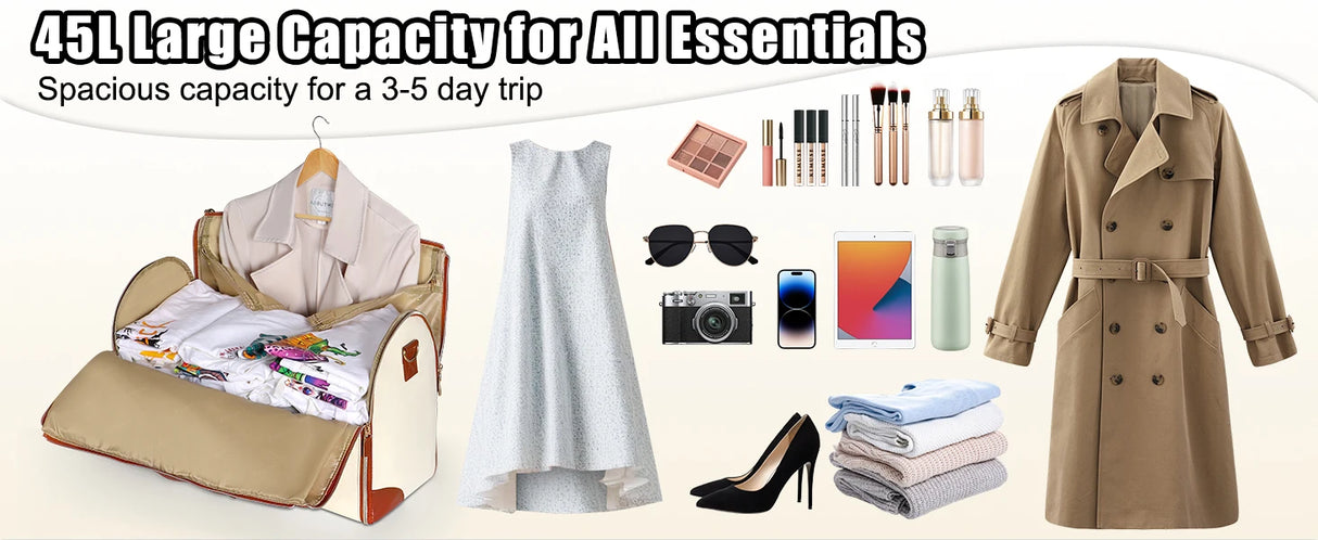 2in1 Convertible Garment Bag Foldable Suit Storage Bag Large Capacity Travel Duffle Bag Waterproof Tote Fitness Gym Bag - Julia M LifeStyles