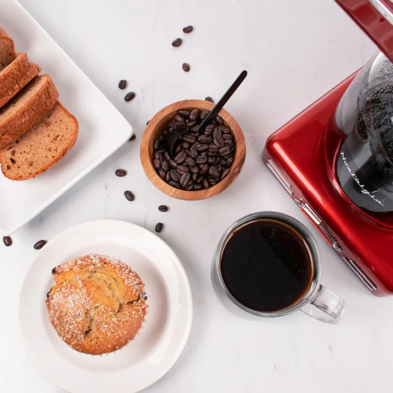 Nostalgia Retro Coffee Maker 12-Cup Programmable Vintage Coffee Machine, Red Julia M LifeStyles