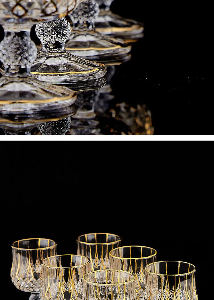 High-end European classical crystal glass liquor bottle foreign wine glass household whiskey glass set spirits glass wine set Julia M LifeStyles