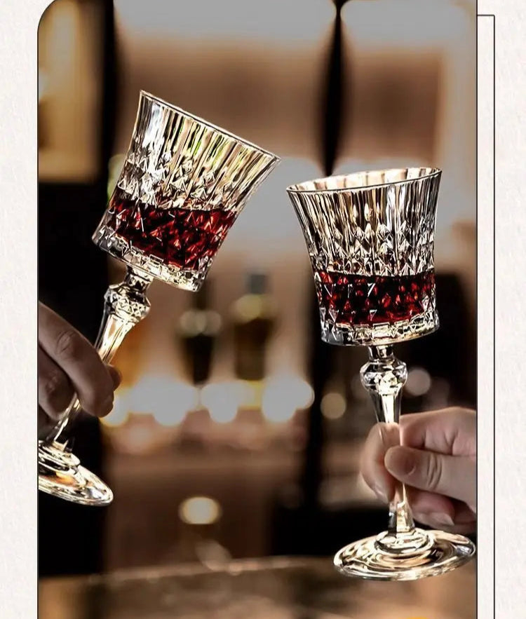 Crystal Elegance Red Wine Glass Set with Silk Iceberg Decanter Julia M Home & Kitchen