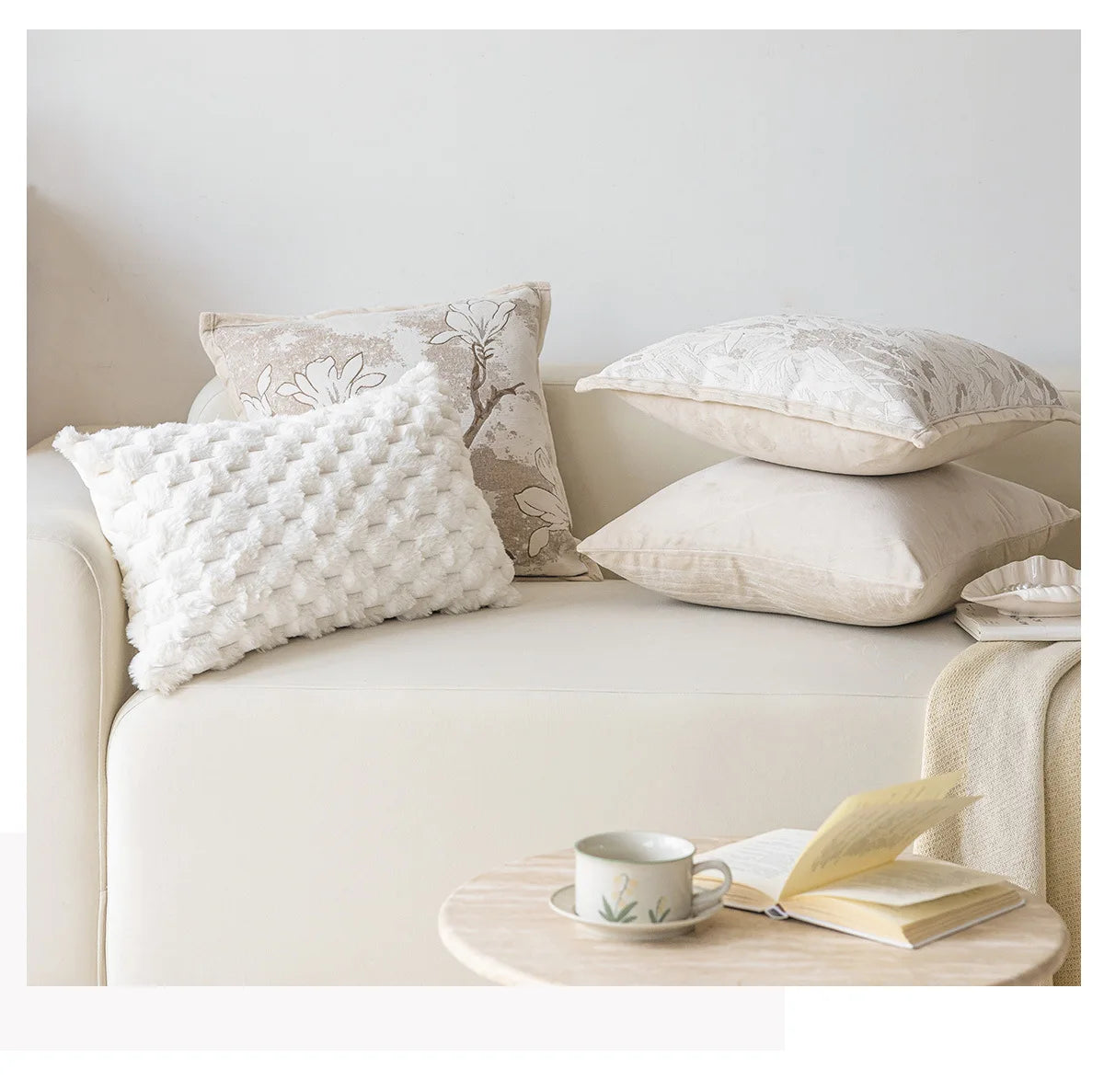 Exquisite Nordic Floral Embroidery French Cream Throw Pillow Cover Julia M LifeStyles