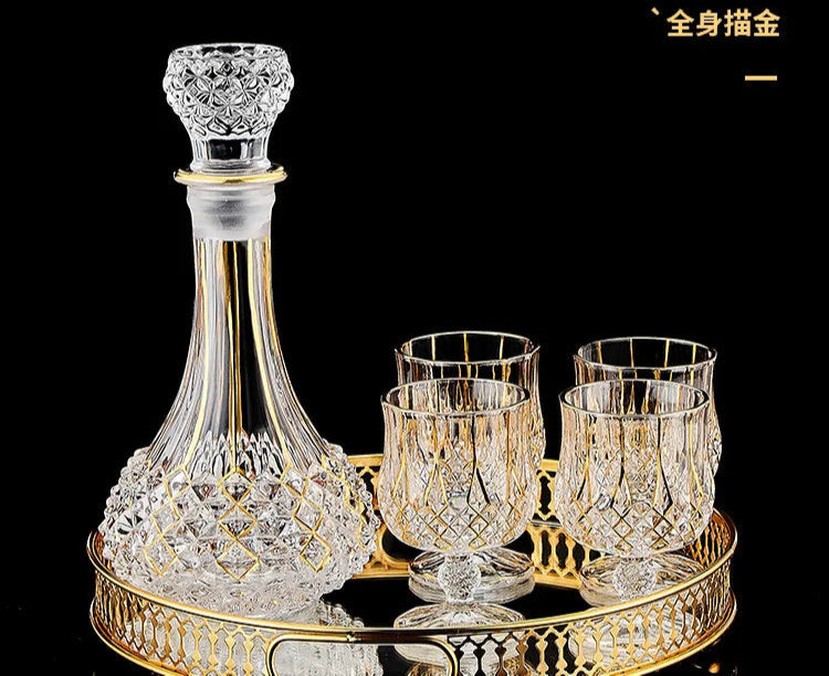 High-end European classical crystal glass liquor bottle foreign wine glass household whiskey glass set spirits glass wine set Julia M LifeStyles