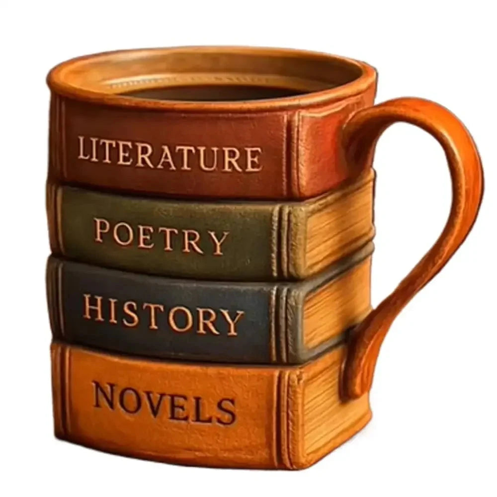 3D Painted Book Design Coffee Mug - Heat-Resistant Drinkware with Ergonomic Handle Julia M LifeStyles