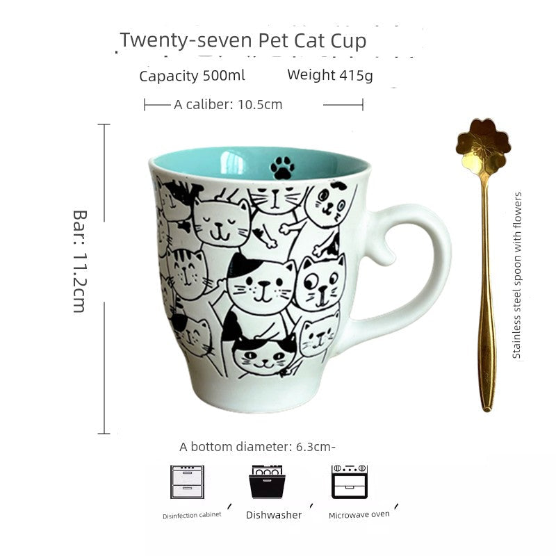 Vintage Floral Hand-Painted Ceramic Water Cup with Spoon Julia M Home & Kitchen