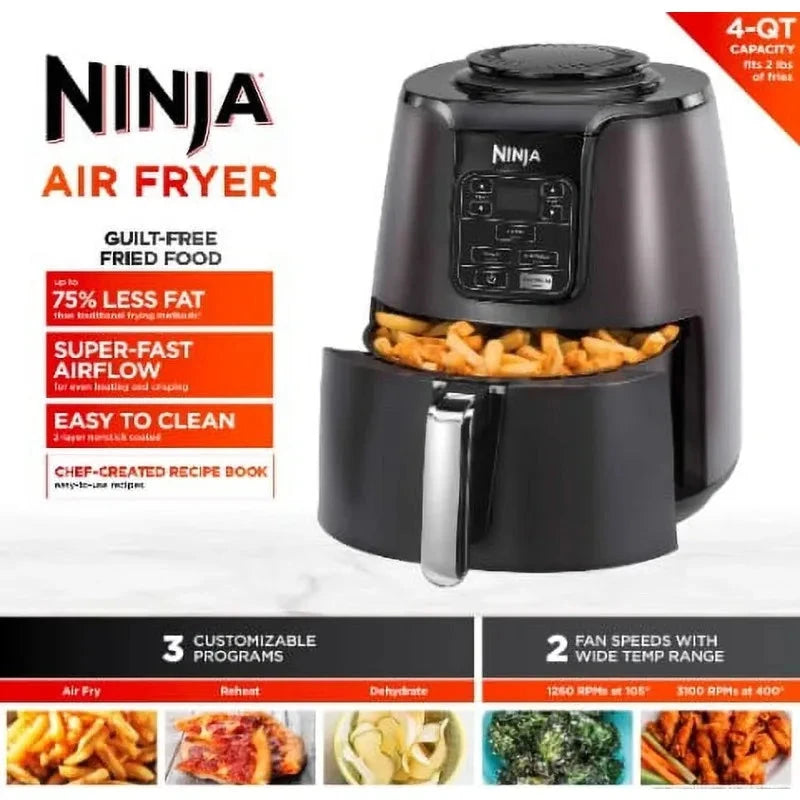 Ninja 4Qt Air Fryer, Nonstick Basket with Crisper Plate, 1550 Watts, White Julia M LifeStyles