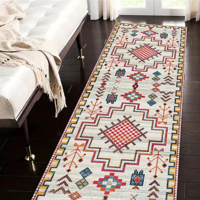 Bohemian Corridor Carpet Geometric Pattern Crystal Velvet Floor Mat - Julia M LifeStyles