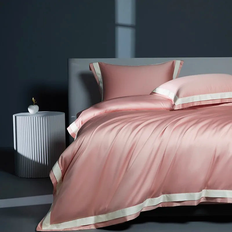 Premium 1400TC Egyptian Cotton Smooth Soft Bedding Set Chic White Grey Patchwork Duvet Cover Flat/Fitted Bed Sheet Pillowcases