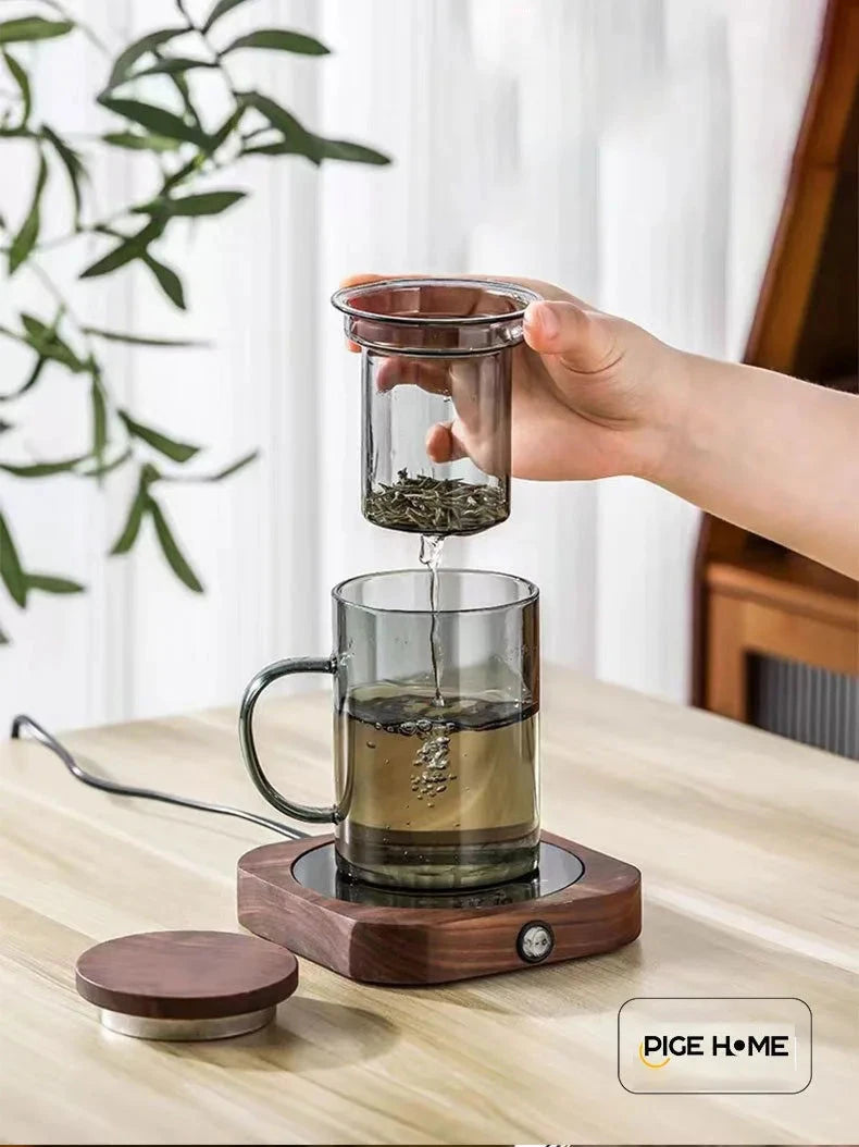 400ml Heat-Resistant Glass Tea Cup with Filter and Wooden Lid Julia M LifeStyles