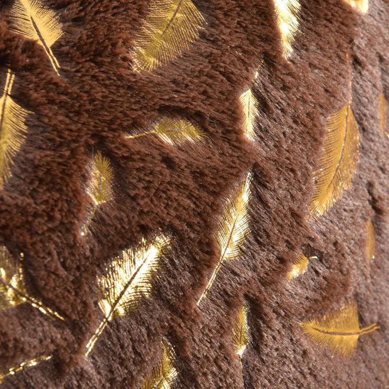 2pcs faux fur foil print feather decorative throw pillow cover,fluffy and soft plush cushion cover,for sofa bed, living room