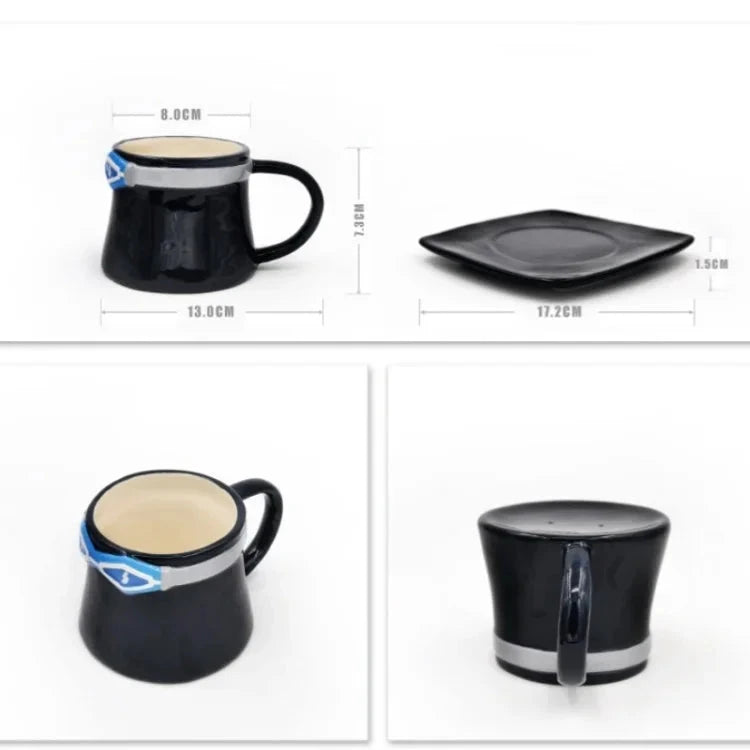 Anime Coffee Mug with Saucer Creative Luffy Ace Sabo Three Brothers Hat Shaped Ceramic Coffee Cup Child's Birthday Gift Cup Julia M LifeStyles