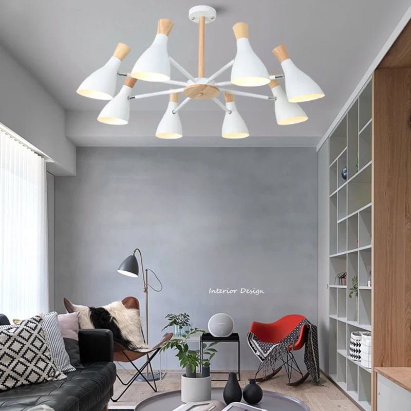 Scandinavian Ceiling Chandelier Living Room LED Chandelier Bedroom Wooden Ceiling Lights Kitchen 220V Interior Decor Lighting - Julia M LifeStyles