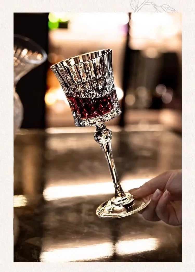 Crystal Elegance Red Wine Glass Set with Silk Iceberg Decanter Julia M Home & Kitchen