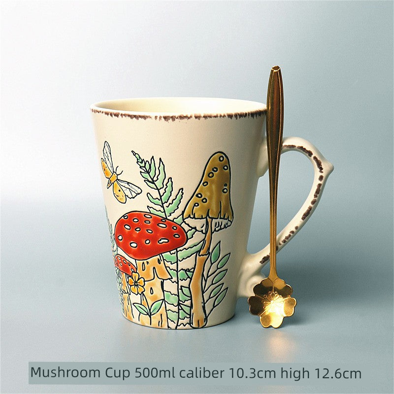 Vintage Floral Hand-Painted Ceramic Water Cup with Spoon Julia M Home & Kitchen