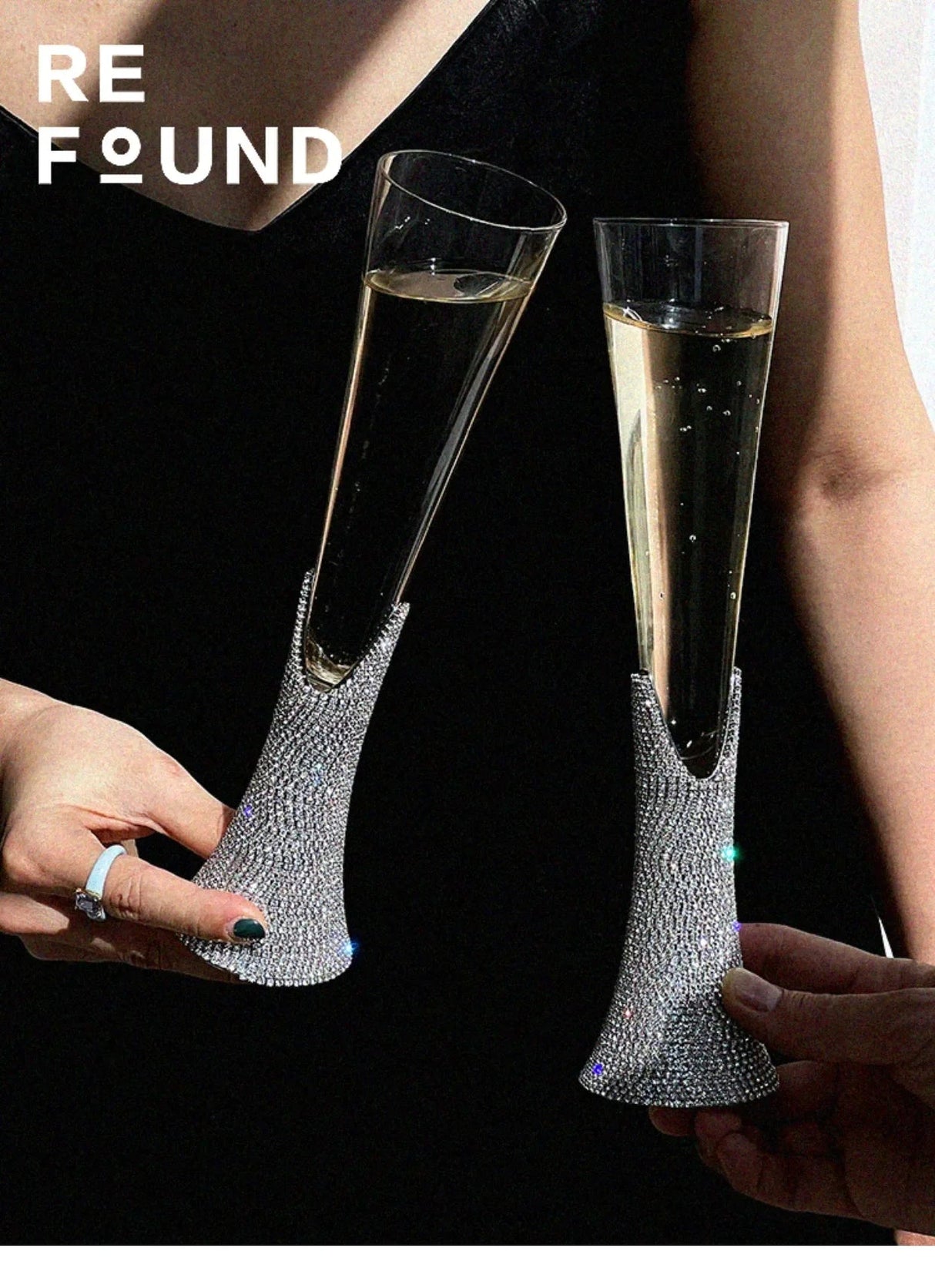 Diamond Women's Champagne mug Set with Diamond Crystal Glass High Leg Wine Cup Drink Cup Gift Wine Glass Beautiful Cups 150ml Julia M Home & Kitchen