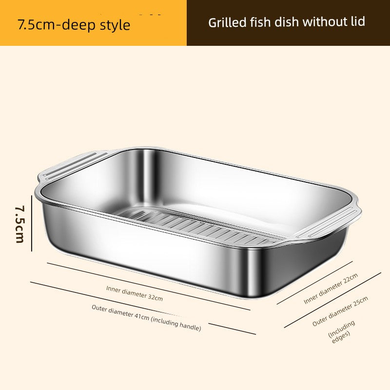 Grilled Fish Dish Extra Thick Oven Binaural Rectangular Stainless Steel Julia M LifeStyles