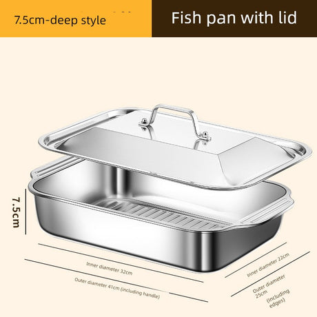 Grilled Fish Dish Extra Thick Oven Binaural Rectangular Stainless Steel Julia M LifeStyles