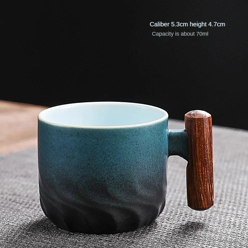 Creative Handmade Exquisite Coffee Cup Vintage Coffee Cup With Wooden Handle Mug Cups Mugs Drinkware Kitchen Dining Bar Home - Julia M LifeStyles