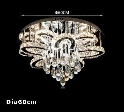 LED Modern Crystal Stainless Steel Round Dimmable RGB Chandelier