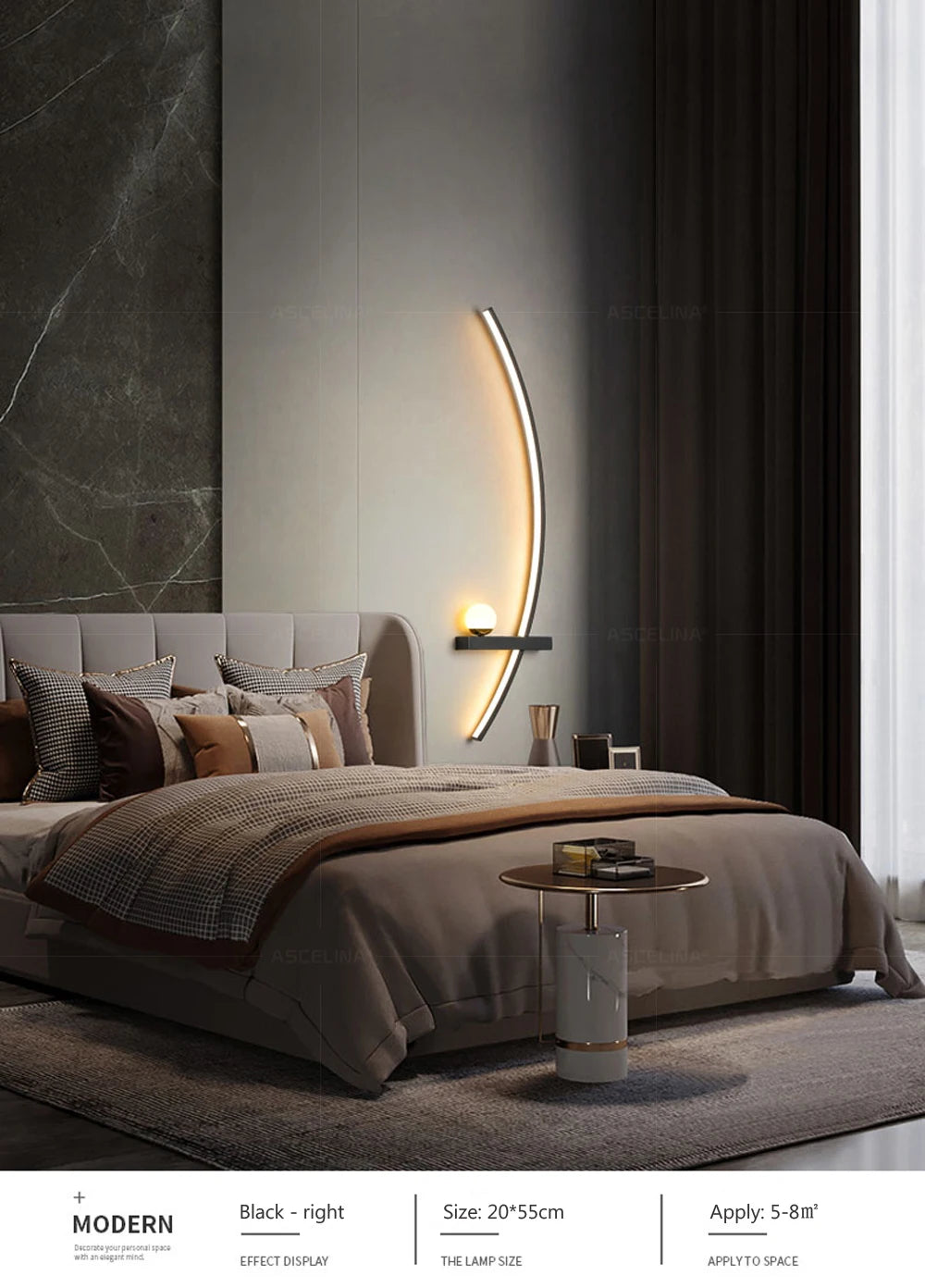 Modern LED Wall Lamp with Smart Remote Control for Bedroom and Living Room Julia M LifeStyles