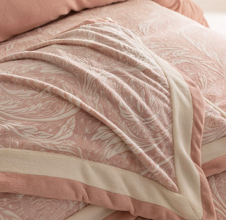 Close-up of a textured fabric with a floral pattern in pink and beige, labeled 'Vienna-Orange'.