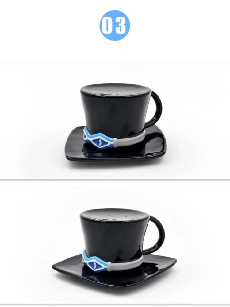 Anime Coffee Mug with Saucer Creative Luffy Ace Sabo Three Brothers Hat Shaped Ceramic Coffee Cup Child's Birthday Gift Cup Julia M LifeStyles