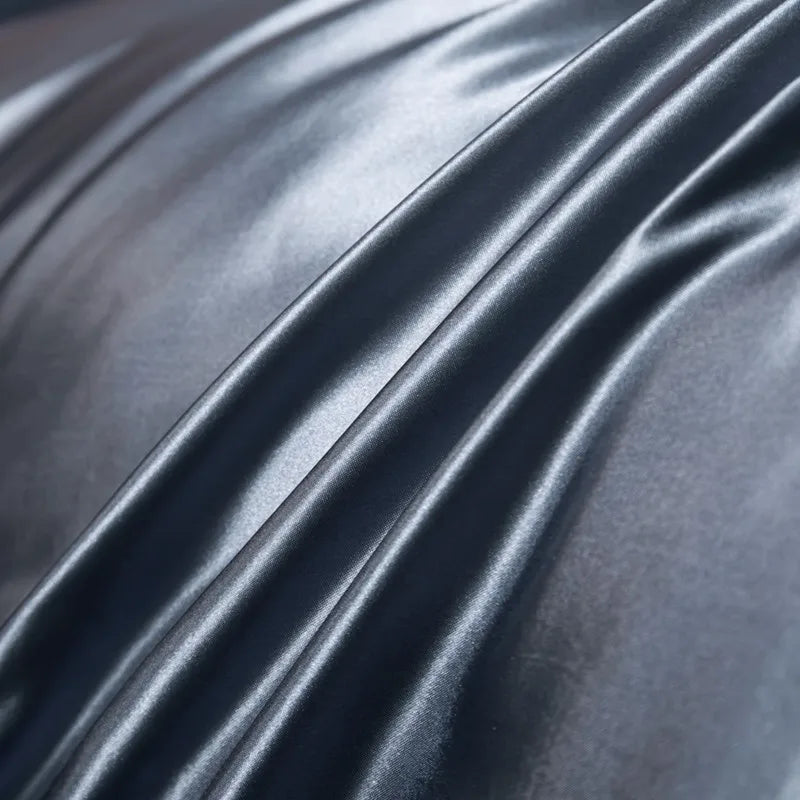 Soft 100% Imitate Silk Satin Duver Cover Sheet Pillow shams Multiple Colors Twin Double (1Duvet Cover+1FlatSheet+2Pillowcases) Julia M LifeStyles