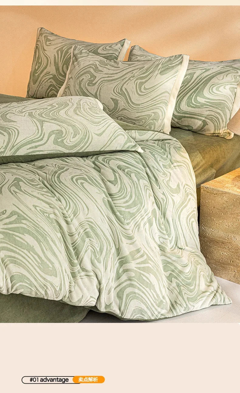 Opulent Milk Fleece Jacquard Bedding Set - Four-Piece Luxury Collection Julia M Home & Kitchen