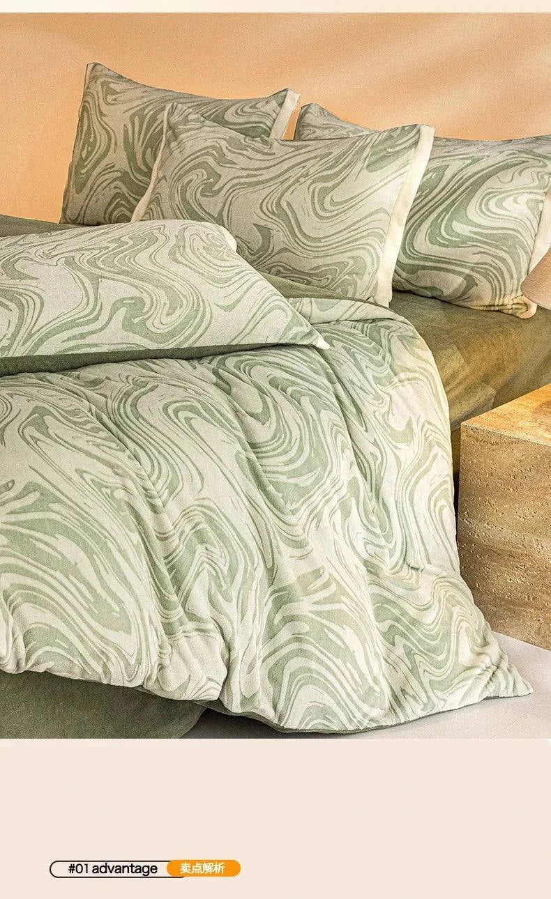 Opulent Milk Fleece Jacquard Bedding Set - Four-Piece Luxury Collection Julia M Home & Kitchen