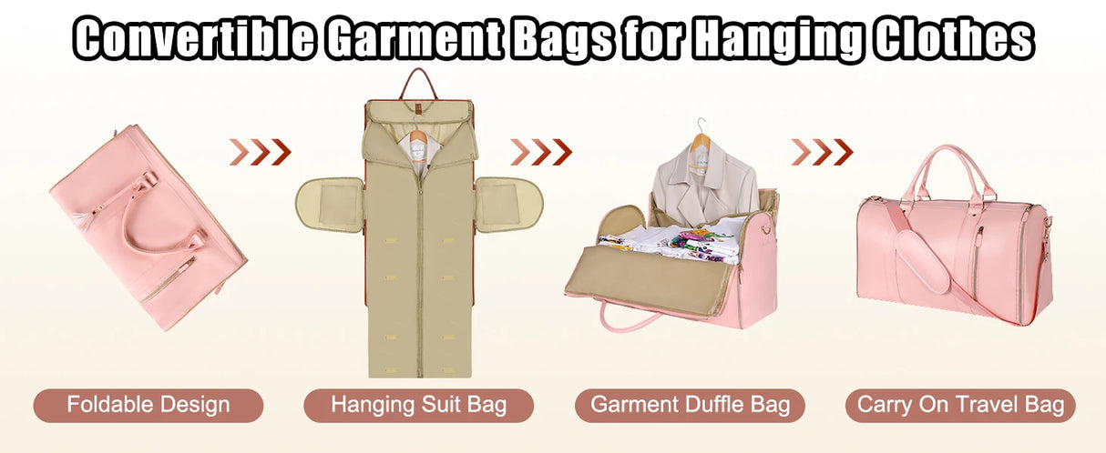 2in1 Convertible Garment Bag Foldable Suit Storage Bag Large Capacity Travel Duffle Bag Waterproof Tote Fitness Gym Bag - Julia M LifeStyles