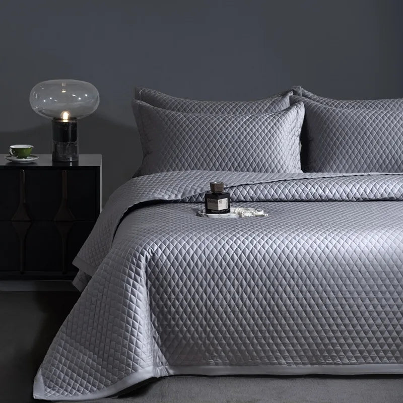 CHAUSUB Luxury Pima Cotton Quilt Set 3PCS King Queen Size,Silky Cooling Bedspread & Coverlet,Summer Lightweight Comforter