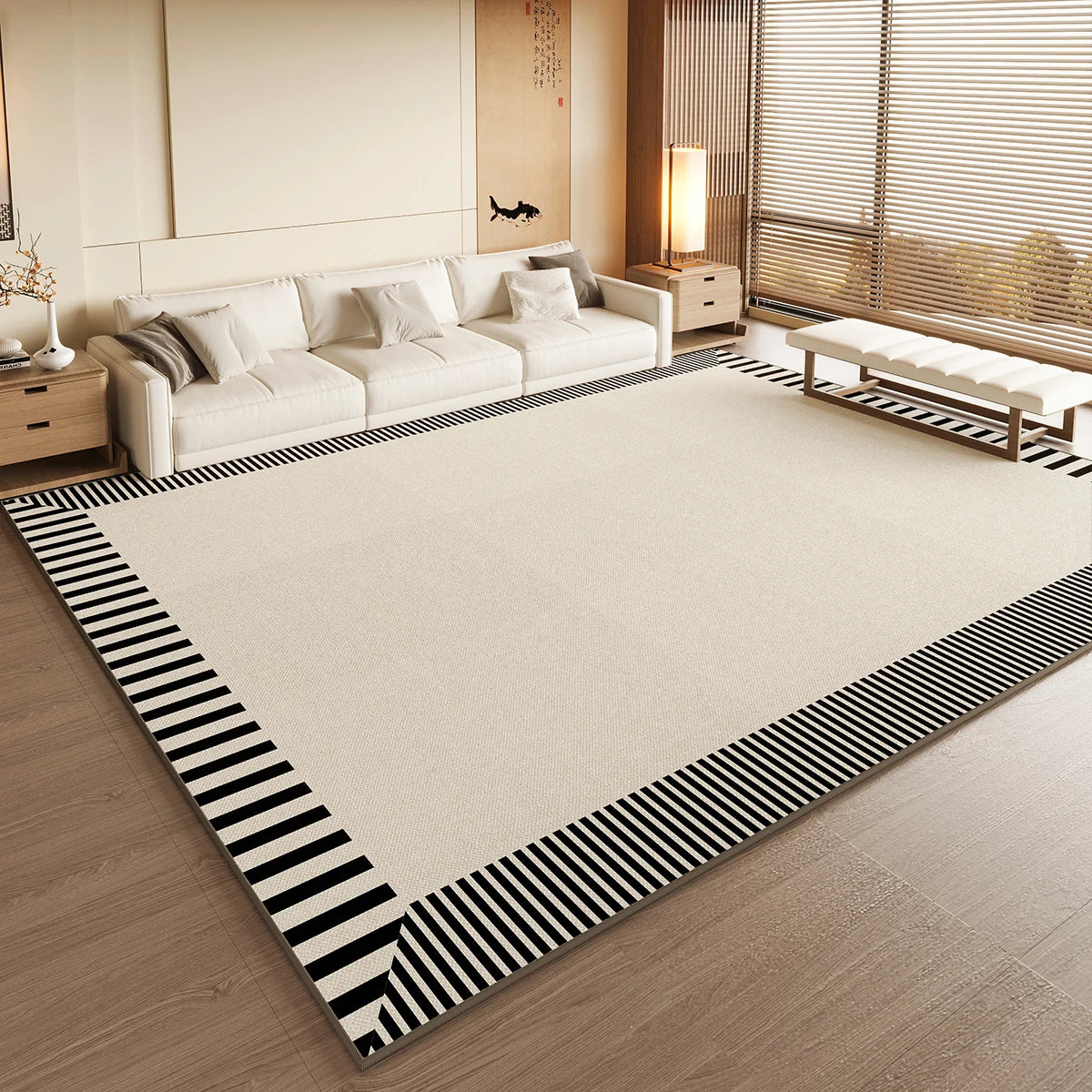 VIKAMA Black Large Living Room Carpet - Low Pile Waterproof Rug - Julia M LifeStyles