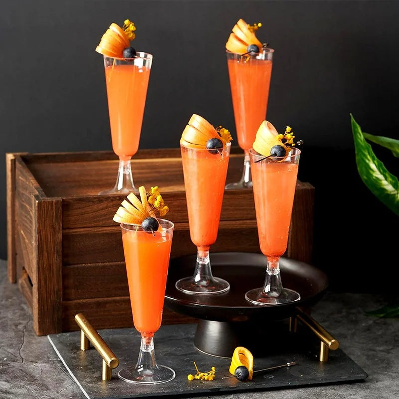 15/25/50pcs 150ml Disposable Champagne Glasses Cocktail Glasses Plastic Tall Glasses Martini Glasses for Weddings Party Julia M LifeStyles
