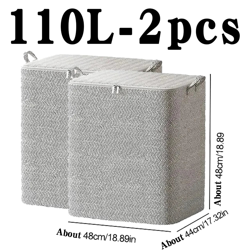 Non-woven Quilt Storage Bag with Lids Zipper Foldable Clothes Quilt Bins Container Large Capacity Dust-proof Bag Organize - Julia M LifeStyles