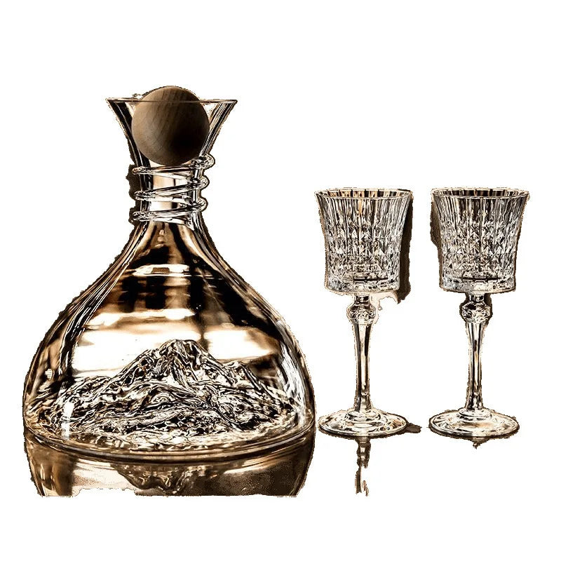 Crystal Elegance Red Wine Glass Set with Silk Iceberg Decanter Julia M Home & Kitchen