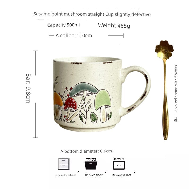 Vintage Floral Hand-Painted Ceramic Water Cup with Spoon Julia M Home & Kitchen