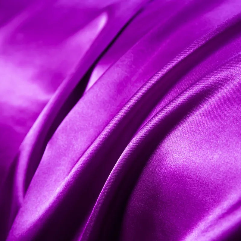 Soft 100% Imitate Silk Satin Duver Cover Sheet Pillow shams Multiple Colors Twin Double (1Duvet Cover+1FlatSheet+2Pillowcases) Julia M LifeStyles