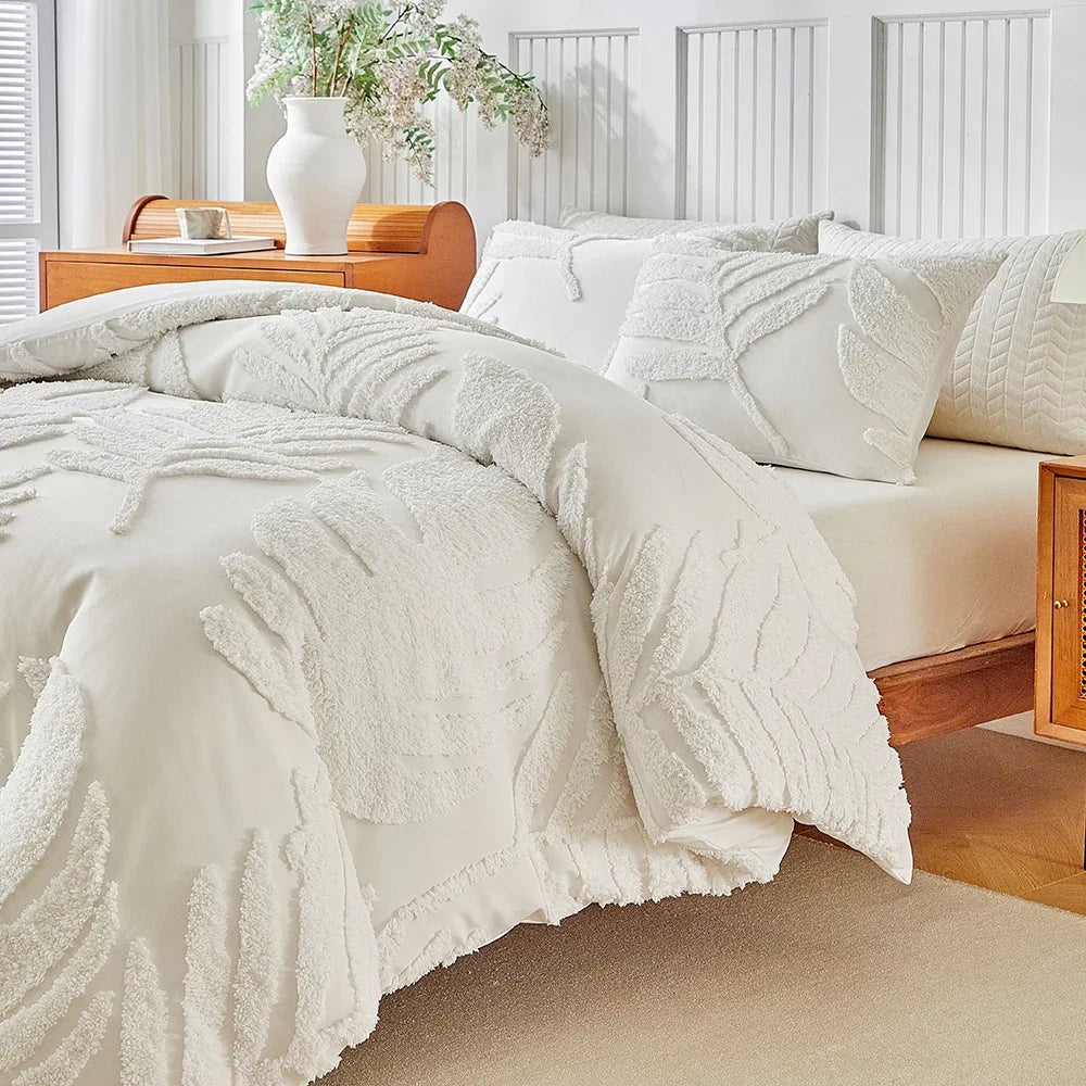 New Monstera Leaves Tufted Duvet Cover Set Single Double Bedding Set King Soft Comfortable Durable Quilt Cover and Pillowcases