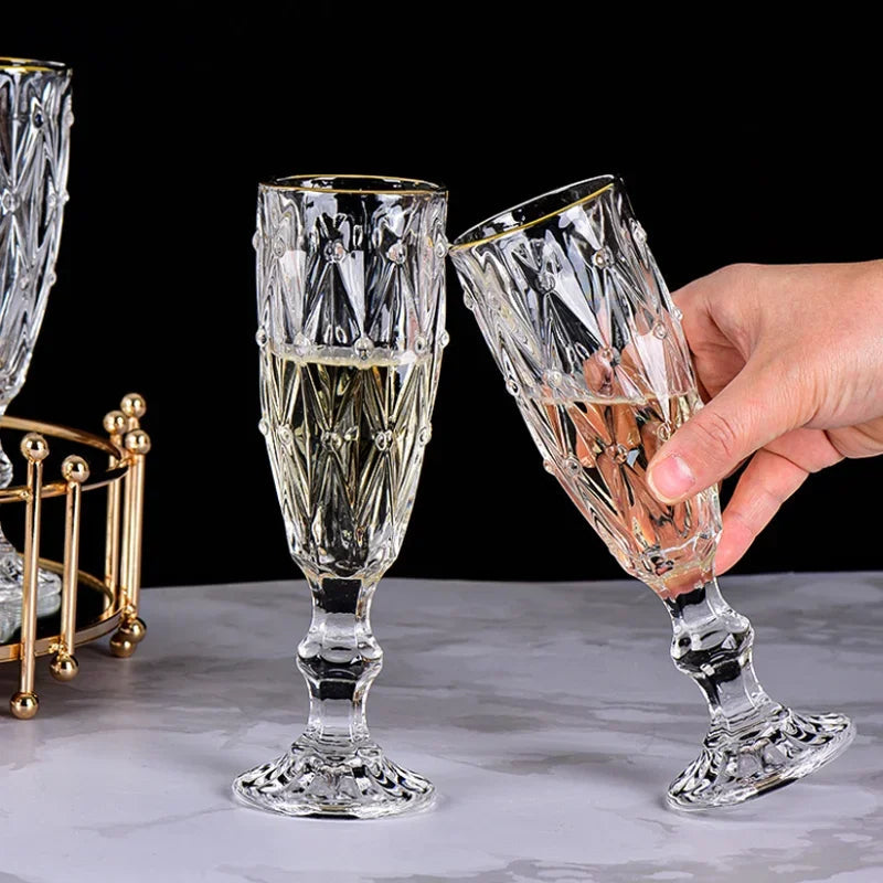 170ml Luxurious Crystal Champagne Glasses - Retro Cocktail Goblet Julia M LifeStyles